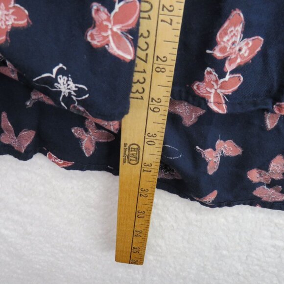 Lane Bryant Shirt Womens Sz 26 Butterfly Print Blouse Navy Blue Long Sleeve Boho - Picture 10 of 10
